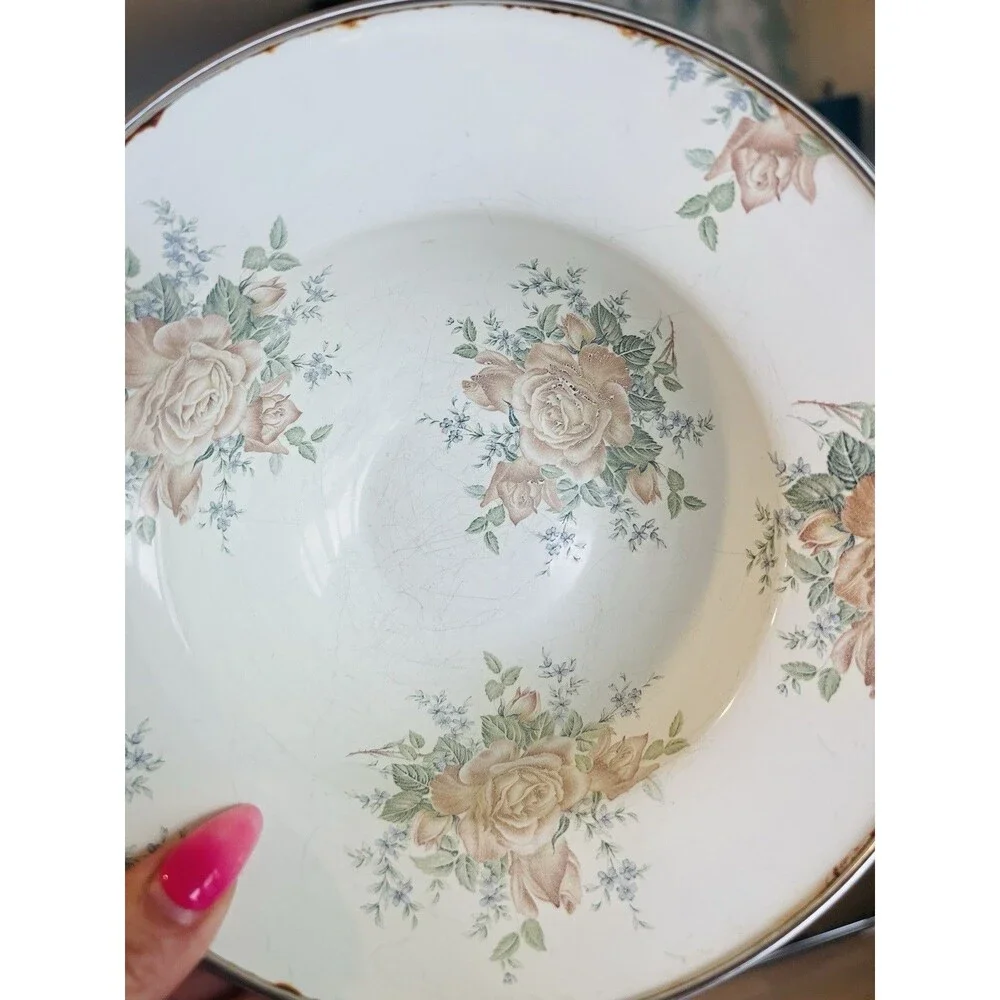 Mackenzie Childs V&R Enamelware Enamel Floral Rose 7.5” Bowl Set Of 4